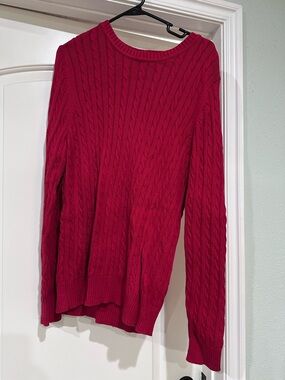 Bright Red Cable Knit Women's Sweater